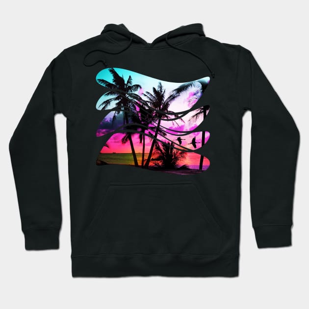 sunset beach In the 80s vintage style Hoodie by Collagedream